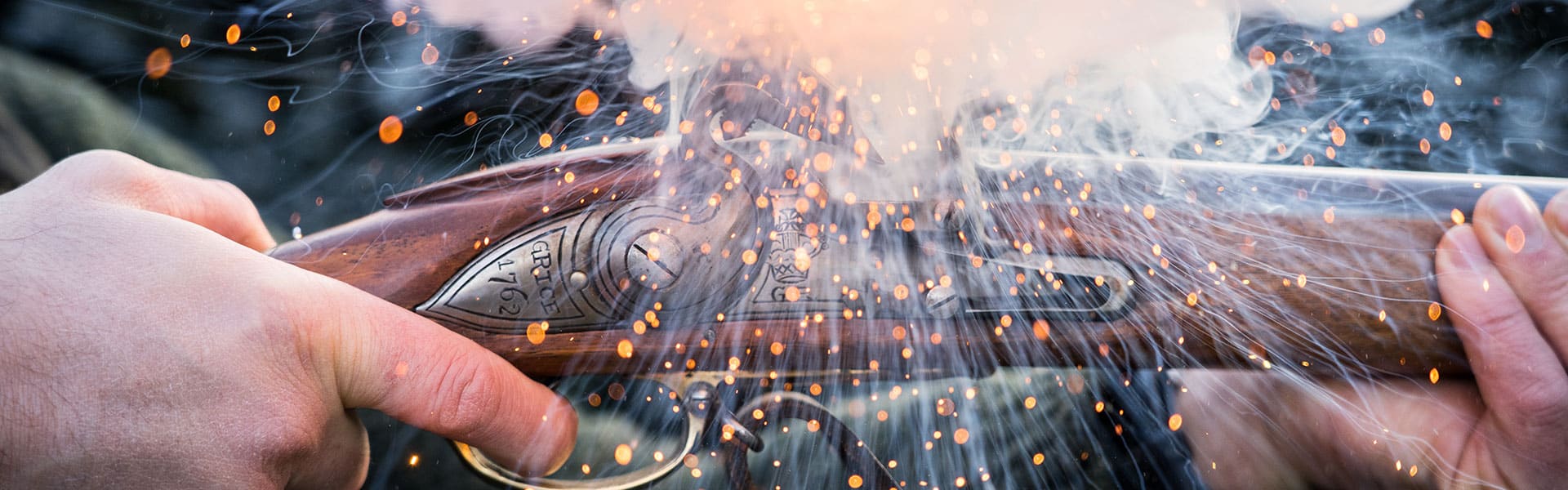 Close up of a shotgun ejecting sparks