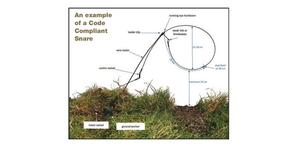 A diagram of a code compliant snare