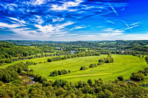 A landscape image of the German countryside