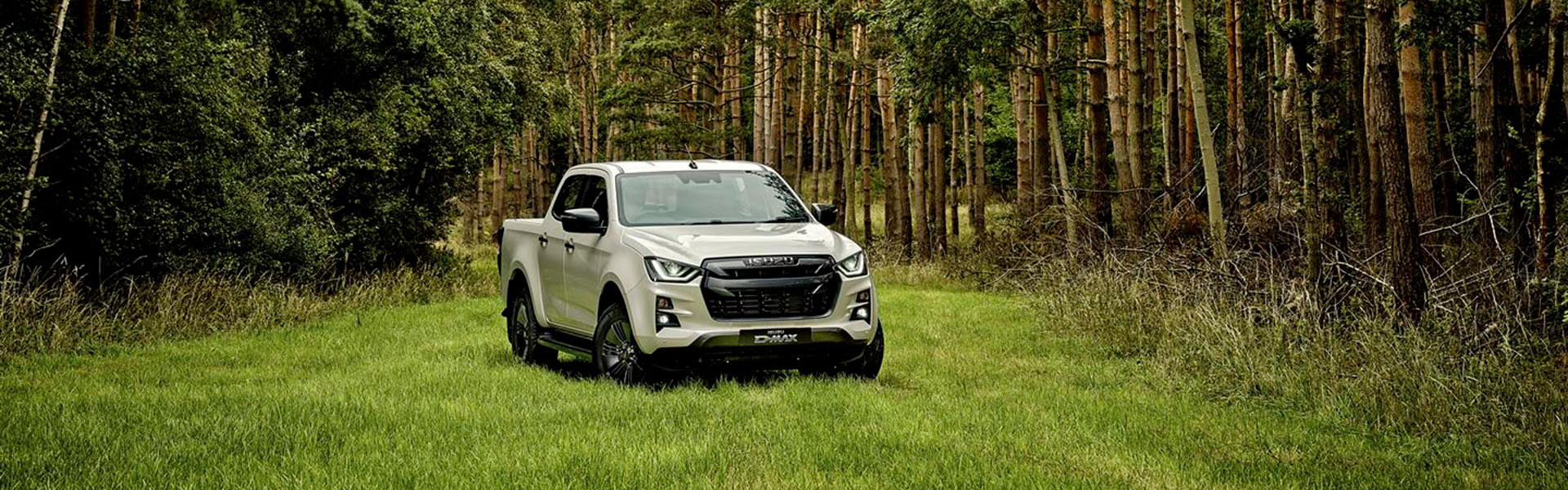 A Isuzu D-max in a forest