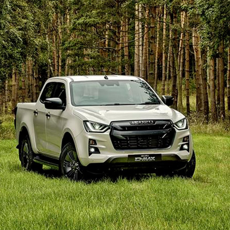 A Isuzu D-max in a forest