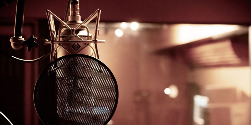 A microphone with a pop filter
