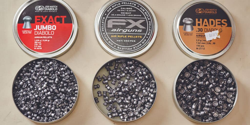 A selection of air rifle pellets